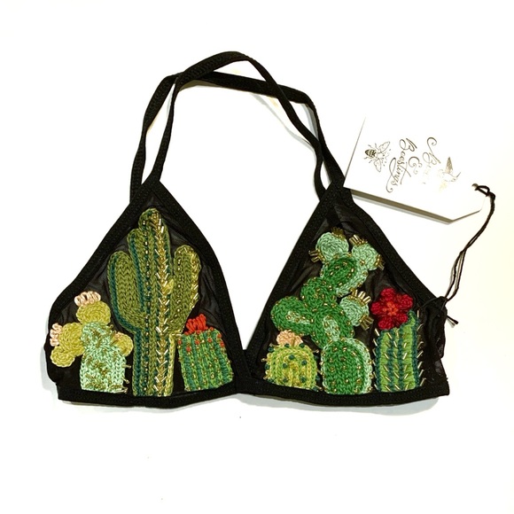 Handmade Other - Birds & Beestings Cactus Embroidered Bralette